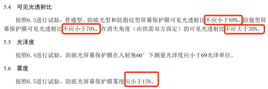 钢化膜雾度和透过率标准2